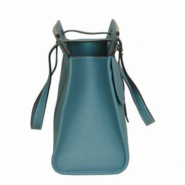 Best Hermes Large Leather H Handbag Blue 6058